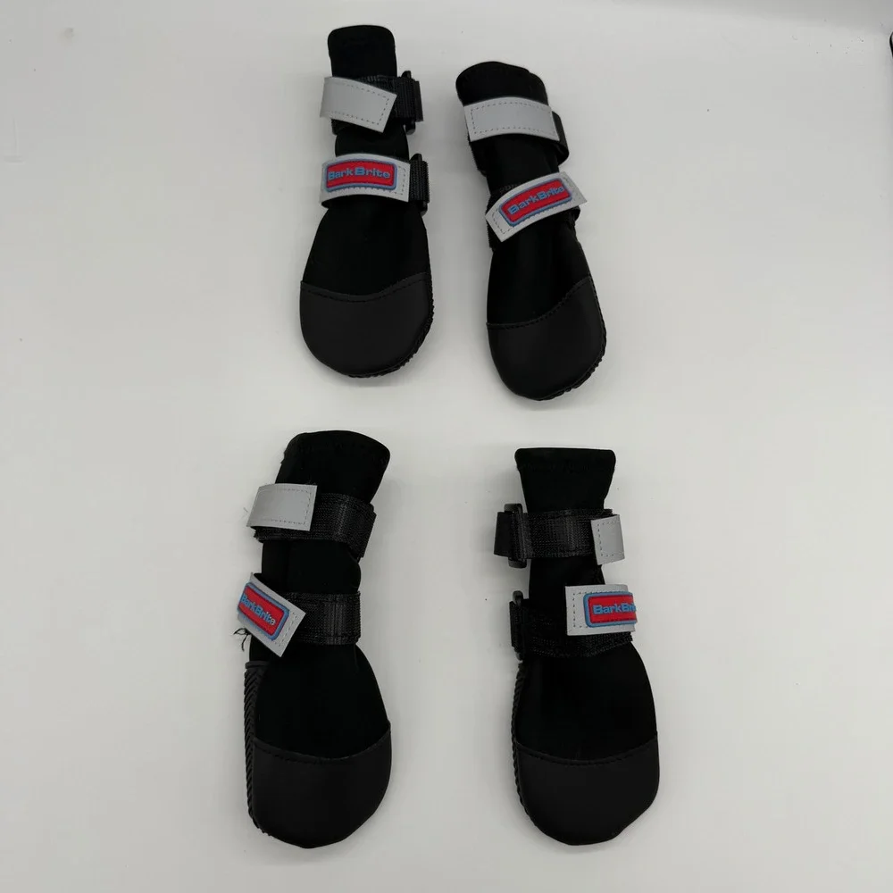 Bark Brite All Weather Neoprene Dog Boots Black Size Medium Set of 4 Reflective